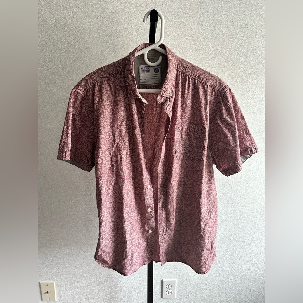 Men's Pink Patterned Shirt size large